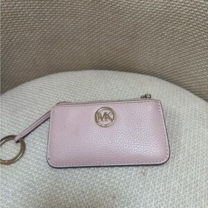 Michael Kors Blush Pink Card Pouch with Gold Accents